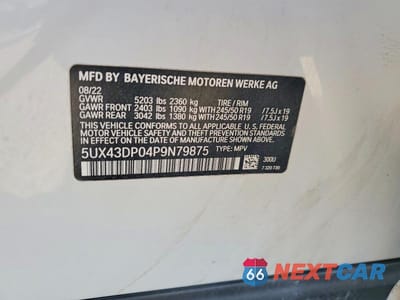 Zdjęcie 13 z 13 samochodu: 2023 BMW X3 SDRIVE30I VIN:5UX43DP04P9N79875 - miniatura