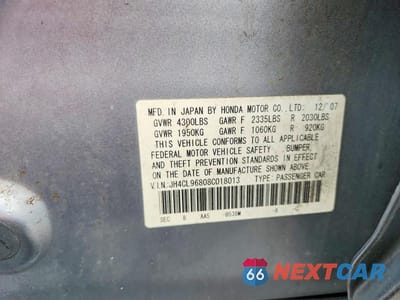 Zdjęcie 13 z 13 samochodu: 2008 ACURA TSX VIN:JH4CL96808C018013 - miniatura