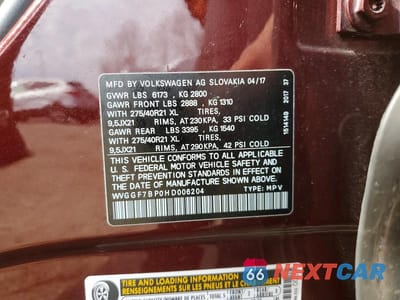 Zdjęcie 13 z 13 samochodu: 2017 VOLKSWAGEN TOUAREG EXECUTIVE VIN:WVGGF7BP0HD006204 - miniatura