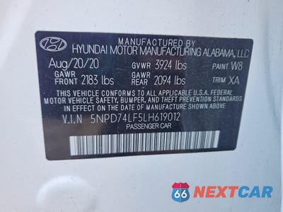 Zdjęcie 12 z 12 samochodu: 2020 HYUNDAI ELANTRA SE VIN:5NPD74LF5LH619012 - miniatura