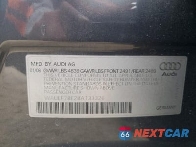 Zdjęcie 12 z 12 samochodu: 2008 AUDI A4 S-LINE 2.0T QUATTRO TURBO VIN:WAUEF78E28A133326 - miniatura