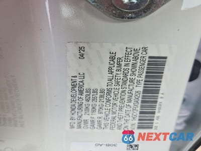 Zdjęcie 12 z 12 samochodu: 2025 HONDA ACCORD HYBRID EXL VIN:1HGCY2F6XSA042526 - miniatura