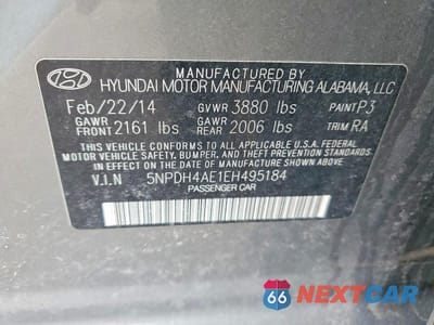 Zdjęcie 12 z 12 samochodu: 2014 HYUNDAI ELANTRA SE VIN:5NPDH4AE1EH495184 - miniatura