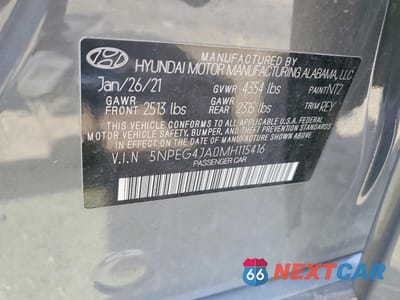 Zdjęcie 12 z 12 samochodu: 2021 HYUNDAI SONATA SE VIN:5NPEG4JA0MH115416 - miniatura