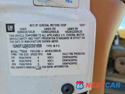 Zdjęcie 13 z 13 samochodu: 2002 CHEVROLET TRAILBLAZER VIN:1GNDT13S822301058 - miniatura