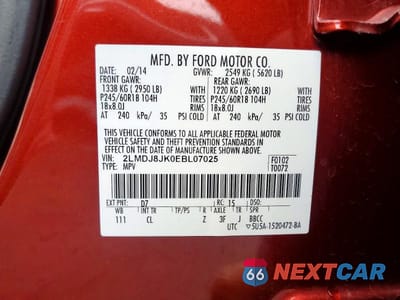 Zdjęcie 12 z 12 samochodu: 2014 LINCOLN MKX VIN:2LMDJ8JK0EBL07025 - miniatura