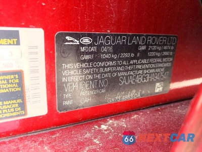 Zdjęcie 12 z 12 samochodu: 2017 JAGUAR XE PRESTIGE VIN:SAJAE4BG3HA947547 - miniatura