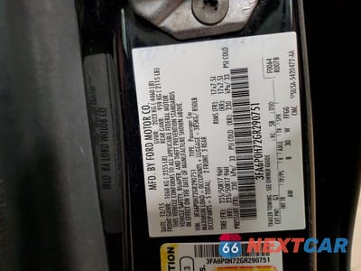 Zdjęcie 12 z 12 samochodu: 2016 FORD FUSION SE VIN:3FA6P0H72GR290751 - miniatura