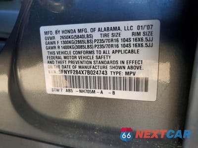 Zdjęcie 13 z 13 samochodu: 2007 HONDA PILOT EX VIN:5FNYF284X7B024743 - miniatura