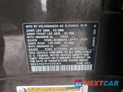 Zdjęcie 13 z 13 samochodu: 2015 VOLKSWAGEN TOUAREG V6 TDI VIN:WVGEP9BP0FD002814 - miniatura