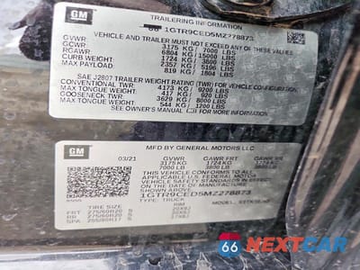 Zdjęcie 13 z 13 samochodu: 2021 GMC SIERRA K1500 ELEVATION VIN:1GTR9CED5MZ278873 - miniatura