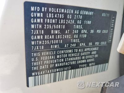 Zdjęcie 13 z 13 samochodu: 2011 VOLKSWAGEN TIGUAN S VIN:WVGAV7AX5BW551417 - miniatura