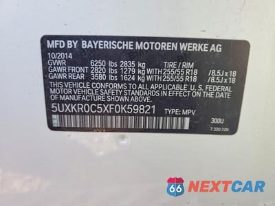 Zdjęcie 12 z 12 samochodu: 2015 BMW X5 XDRIVE35I VIN:5UXKR0C5XF0K59821 - miniatura