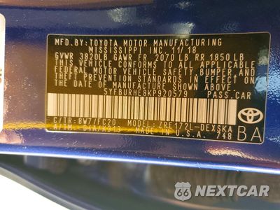 Zdjęcie 13 z 14 samochodu: 2019 TOYOTA COROLLA SE VIN:5YFBURHE8KP920579 - miniatura