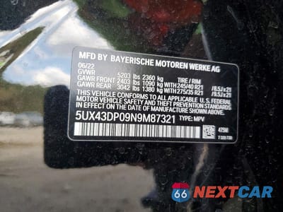 Zdjęcie 14 z 14 samochodu: 2022 BMW X3 SDRIVE30I VIN:5UX43DP09N9M87321 - miniatura
