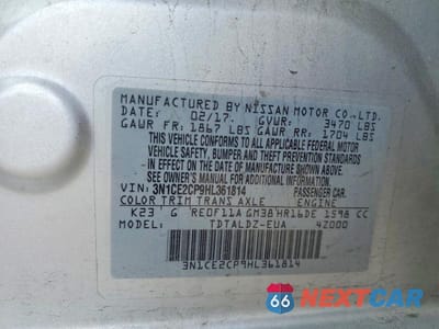 Zdjęcie 12 z 12 samochodu: 2017 NISSAN VERSA NOTE SV VIN:3N1CE2CP9HL361814 - miniatura