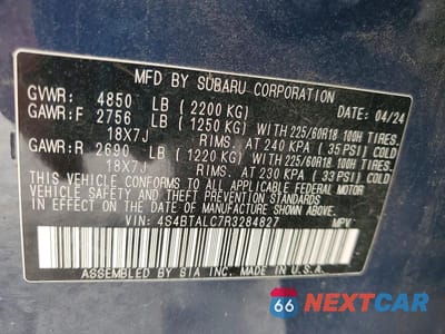 Zdjęcie 14 z 14 samochodu: 2024 SUBARU OUTBACK ONYX EDITION VIN:4S4BTALC7R3284827 - miniatura