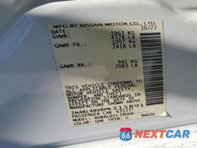 Zdjęcie 12 z 12 samochodu: 2023 NISSAN ALTIMA 2.5 S VIN:1N4BL4BV8PN315891 - miniatura