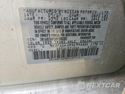Zdjęcie 13 z 14 samochodu: 2017 NISSAN SENTRA S VIN:3N1AB7AP0HY399385 - miniatura