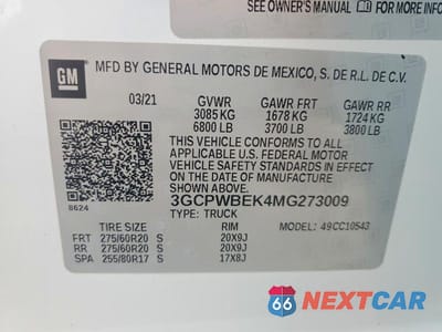 Zdjęcie 12 z 12 samochodu: 2021 CHEVROLET SILVERADO C1500 CUSTOM VIN:3GCPWBEK4MG273009 - miniatura