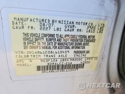 Zdjęcie 12 z 12 samochodu: 2008 NISSAN SENTRA 2.0 VIN:3N1AB61E08L610459 - miniatura