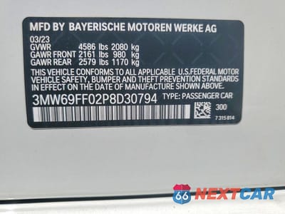 Zdjęcie 12 z 12 samochodu: 2023 BMW 330I VIN:3MW69FF02P8D30794 - miniatura