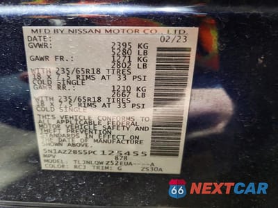 Zdjęcie 14 z 14 samochodu: 2023 NISSAN MURANO SV VIN:5N1AZ2BS5PC125455 - miniatura