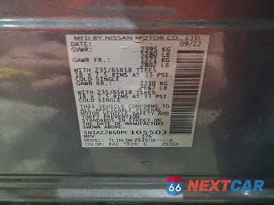 Zdjęcie 13 z 13 samochodu: 2023 NISSAN MURANO SV VIN:5N1AZ2BS0PC105503 - miniatura