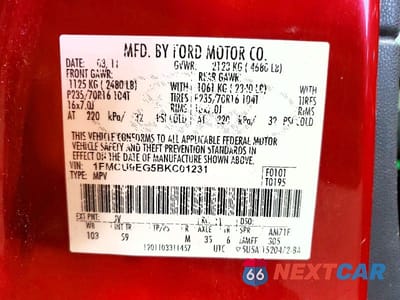 Zdjęcie 13 z 13 samochodu: 2011 FORD ESCAPE LIMITED VIN:1FMCU9EG5BKC01231 - miniatura