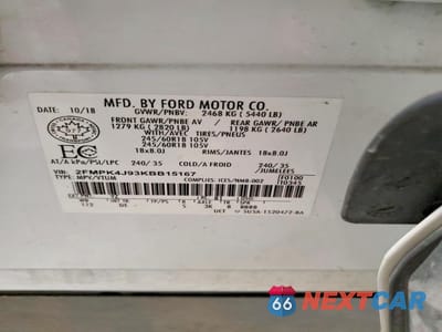 Zdjęcie 13 z 14 samochodu: 2019 FORD EDGE SEL VIN:2FMPK4J93KBB15167 - miniatura