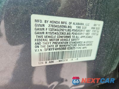 Zdjęcie 14 z 14 samochodu: 2011 HONDA PILOT TOURING VIN:5FNYF4H92BB103825 - miniatura
