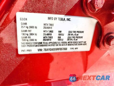 Zdjęcie 12 z 12 samochodu: 2024 TESLA MODEL Y VIN:7SAYGAEE6RF057068 - miniatura