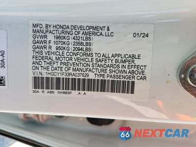 Zdjęcie 12 z 12 samochodu: 2024 HONDA ACCORD EX VIN:1HGCY1F33RA037629 - miniatura