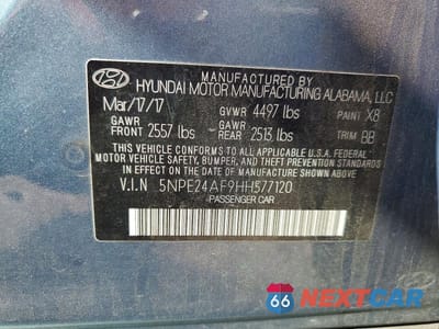 Zdjęcie 12 z 12 samochodu: 2017 HYUNDAI SONATA BASE VIN:5NPE24AF9HH577120 - miniatura