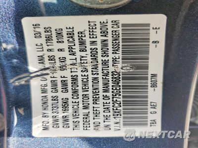 Zdjęcie 13 z 14 samochodu: 2016 HONDA CIVIC EX VIN:19XFC2F75GE046832 - miniatura