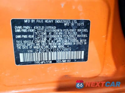 Zdjęcie 12 z 12 samochodu: 2014 SUBARU XV CROSSTREK 2.0 PREMIUM VIN:JF2GPACC1E8229819 - miniatura