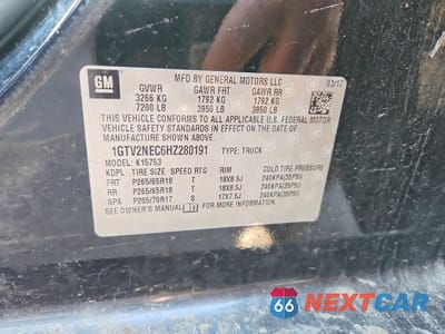 Zdjęcie 12 z 12 samochodu: 2017 GMC SIERRA K1500 SLT VIN:1GTV2NEC6HZ280191 - miniatura
