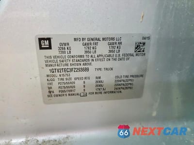 Zdjęcie 12 z 12 samochodu: 2015 GMC SIERRA K1500 VIN:1GTV2TEC3FZ293689 - miniatura