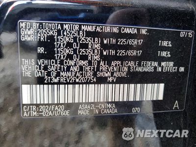 Zdjęcie 13 z 14 samochodu: 2015 TOYOTA RAV4 XLE VIN:2T3WFREV2FW207754 - miniatura
