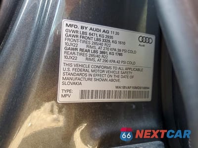 Zdjęcie 12 z 12 samochodu: 2021 AUDI Q8 PREMIUM PLUS VIN:WA1BVAF15MD016994 - miniatura