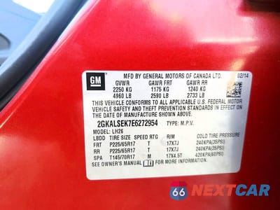 Zdjęcie 13 z 13 samochodu: 2014 GMC TERRAIN SLT VIN:2GKALSEK7E6272954 - miniatura