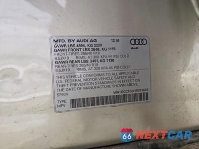 Zdjęcie 12 z 12 samochodu: 2017 AUDI Q3 PRESTIGE VIN:WA1GCCFS3HR013648 - miniatura
