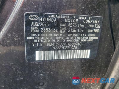 Zdjęcie 12 z 12 samochodu: 2026 HYUNDAI SONATA HYBRID BLUE VIN:KMHL24JJ4TA138740 - miniatura