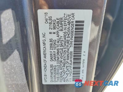 Zdjęcie 12 z 12 samochodu: 2018 HONDA ACCORD SPORT VIN:1HGCV1F35JA163200 - miniatura