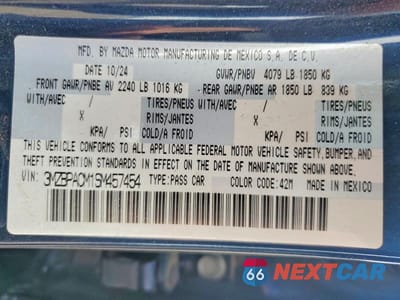 Zdjęcie 13 z 13 samochodu: 2025 MAZDA 3 PREFERRED VIN:3MZBPACM1SM457454 - miniatura