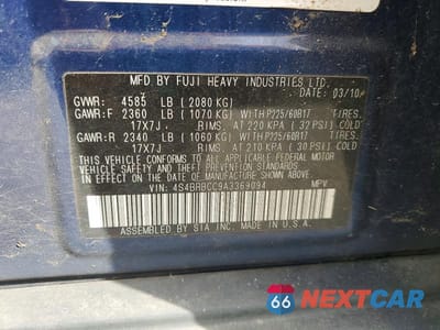 Zdjęcie 13 z 13 samochodu: 2010 SUBARU OUTBACK 2.5I PREMIUM VIN:4S4BRBCC9A3369094 - miniatura