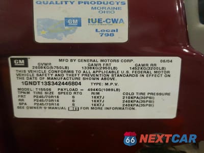 Zdjęcie 13 z 13 samochodu: 2004 CHEVROLET TRAILBLAZER LS VIN:1GNDT13S342446804 - miniatura