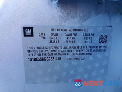 Zdjęcie 12 z 12 samochodu: 2016 CHEVROLET CRUZE LT VIN:1G1BE5SM9G7321410 - miniatura