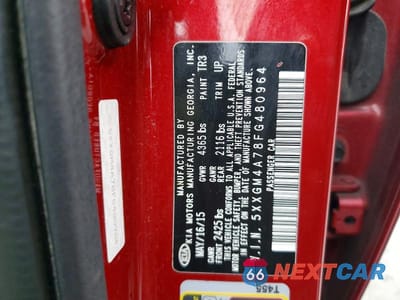 Zdjęcie 12 z 12 samochodu: 2015 KIA OPTIMA LX VIN:5XXGM4A78FG480964 - miniatura