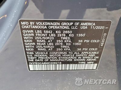 Zdjęcie 14 z 14 samochodu: 2021 VOLKSWAGEN ATLAS CROSS SPORT SEL PREMIUM VIN:1V2TE2CA8MC206216 - miniatura